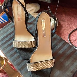 Black and Silver Strap Sandal